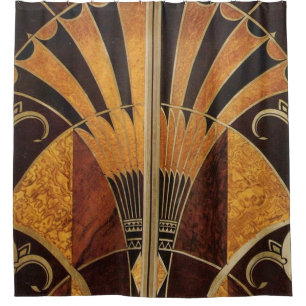 Kunst Nouveau, Kunst-Deko, Vintage, multi hölzern Duschvorhang