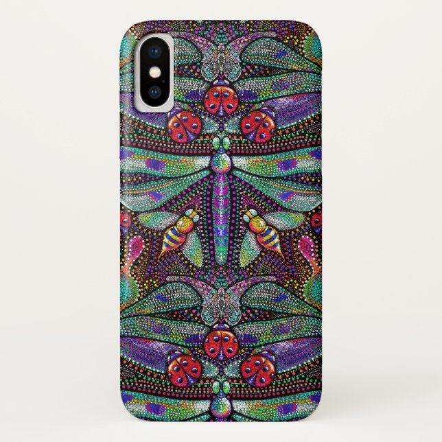 Kunst nouveau Libellen-Damastkasten für iPhone X Case-Mate iPhone Hülle (Rückseite)