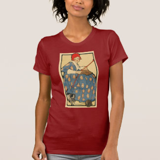 Kunst Nouveau - Mädchen, das mit ihrer Katze T-Shirt
