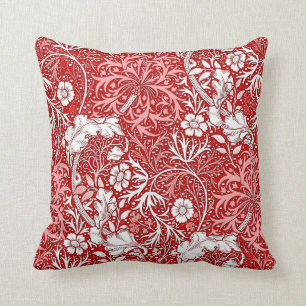 Kunst Nouveau Meerespflanze mit Blumen, tiefrot Kissen