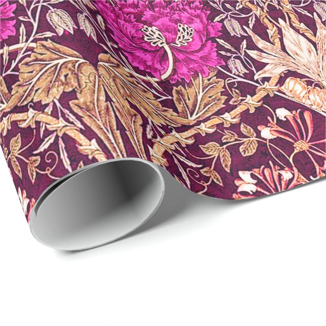 Kunst Nouveau mit Blumen, Pflaume, Beige und Deep Geschenkpapier (Rolleneckpunkt)