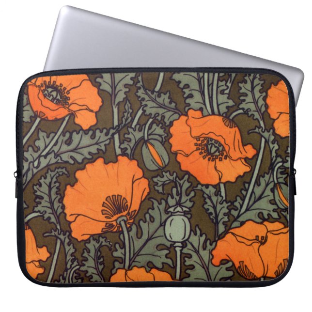Kunst Nouveau Mohnblumen Laptopschutzhülle (Vorderseite)