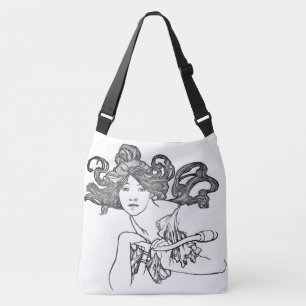 Kunst Nouveau Mucha Dame Bike Fashion Tote Bag Tragetaschen Mit Langen Trägern