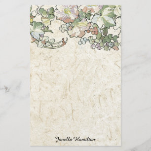 Kunst Nouveau Mucha Hollyhock-Blumen-Briefpapier Briefpapier