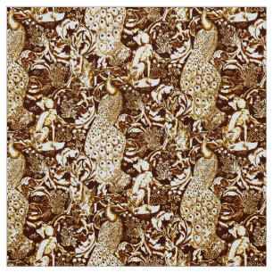 Kunst Nouveau Pfau-Druck, Brown und Creme Stoff