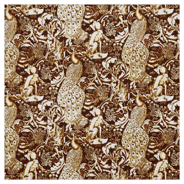 Kunst Nouveau Pfau-Druck, Brown und Creme Stoff (Muster)