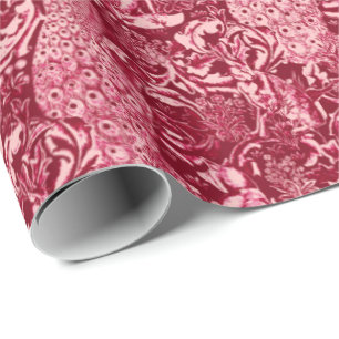 Kunst Nouveau Pfau-Druck, Burgunder-Wein Geschenkpapier