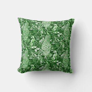 Kunst Nouveau Pfau-Druck, Forest Green Kissen