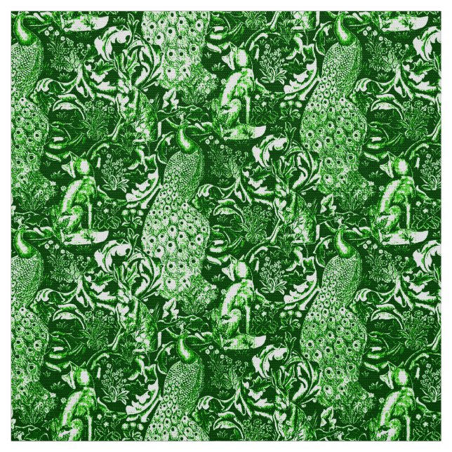 Kunst Nouveau Pfau-Druck, Forest Green Stoff (Muster)