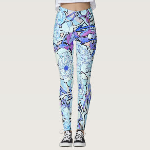 Kunst Nouveau Pfingstrosen-Blumen ganz über Leggings