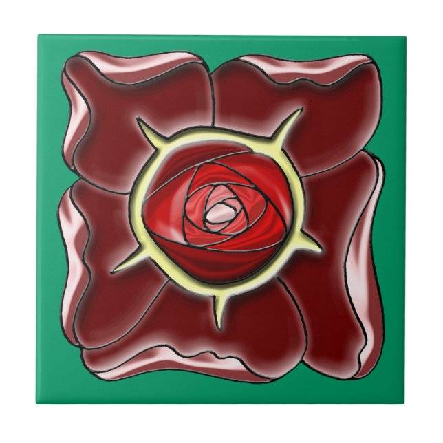Kunst Nouveau Rose Fliese (Vorderseite)