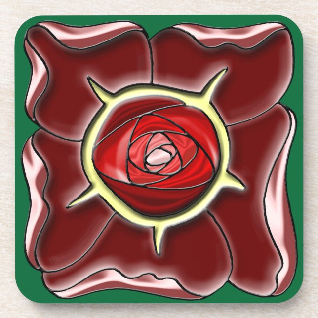 Kunst Nouveau Rose Untersetzer (Vorderseite)