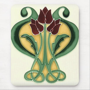 Kunst Nouveau Rosen-Fliese Mousepad