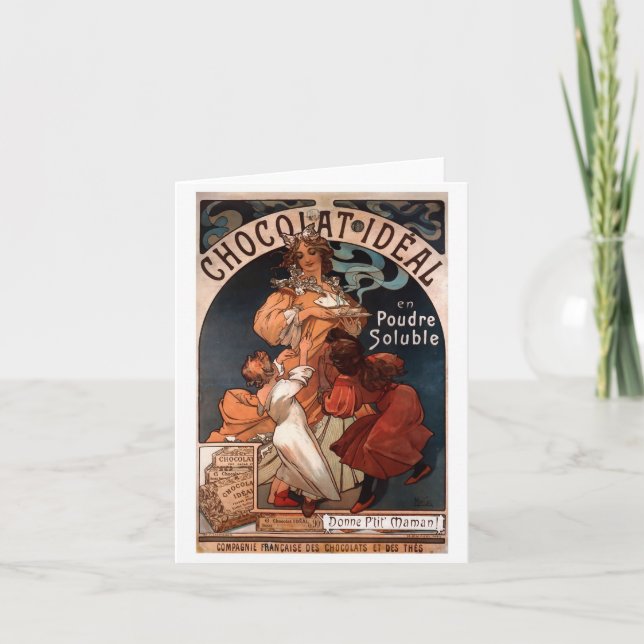 Kunst Nouveau Schokoladen-Anmerkungs-oder Karte (Vorderseite)