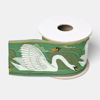 Kunst Nouveau Schwan-Vogel-Tier-Tiere Ripsband