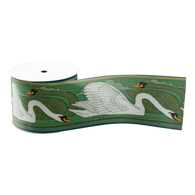 Kunst Nouveau Schwan-Vogel-Tier-Tiere Ripsband (Spule)