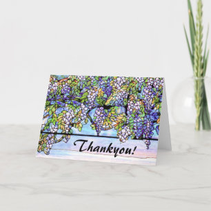 Kunst Nouveau Tiffany beflecktes Glas-Blumen Dankeskarte