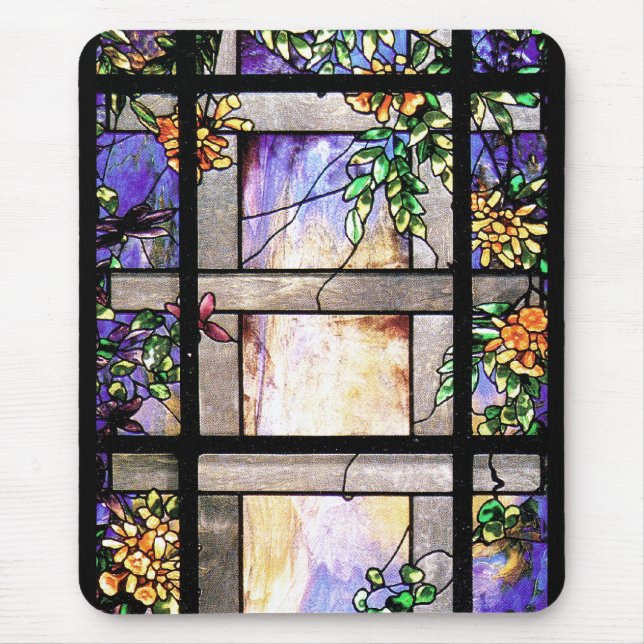 Kunst Nouveau Tiffany Buntglas-Natur Mousepad (Vorne)