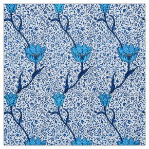 Kunst Nouveau Tulpe-Damast, Kobalt-Blau Stoff