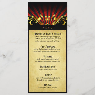 Kunst Nouveau Vegas Abendessen-Menürot Menükarte