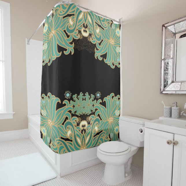 Kunst nouveau, Vintag, mit Blumen, Schönheit Duschvorhang (Beispiel)