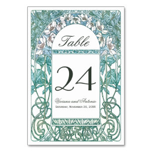 Kunst Nouveau Vintage Wedding Tischnummern