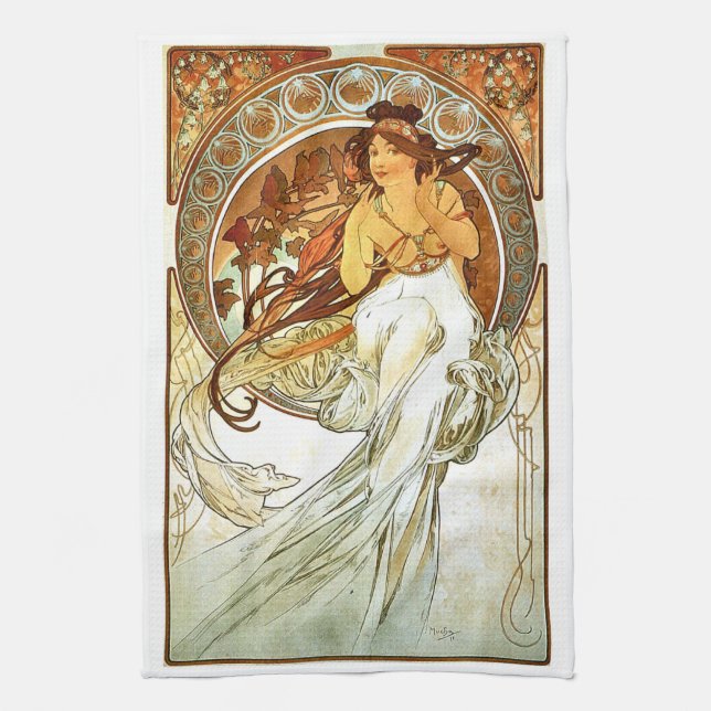 Kunst Nouveou Mucha Reihe Malerei Küchentuch (Vertikal)