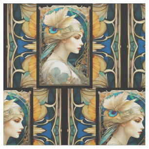 Kunst Nuovae viktorianischer Stil weibliche Quiltp Stoff