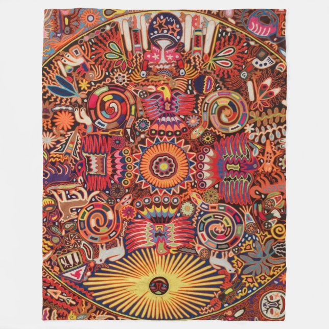 Kunst Oaxacas Mexiko mexikanische Stammes- Boho Fleecedecke (Vorderseite)