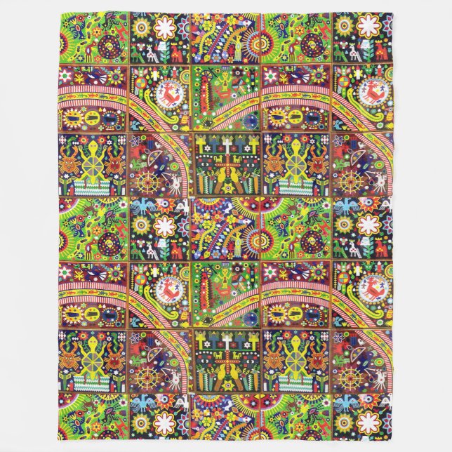 Kunst Oaxacas Mexiko mexikanische Stammes- Boho Fleecedecke (Vorderseite)