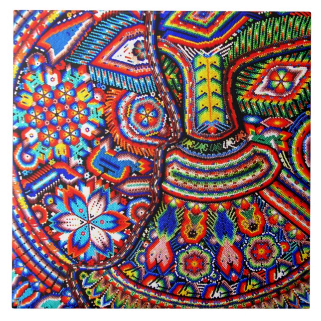 Kunst Oaxacas Mexiko mexikanische Stammes- Boho Fliese (Vorderseite)