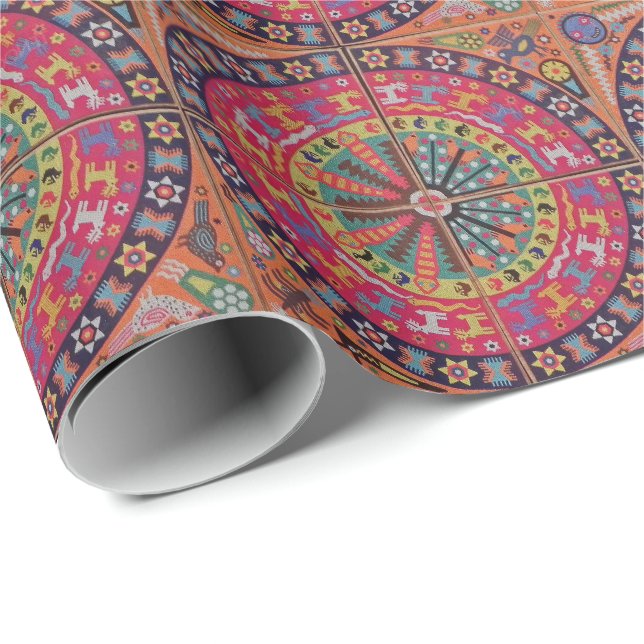 Kunst Oaxacas Mexiko mexikanische Stammes- Boho Geschenkpapier (Rolleneckpunkt)