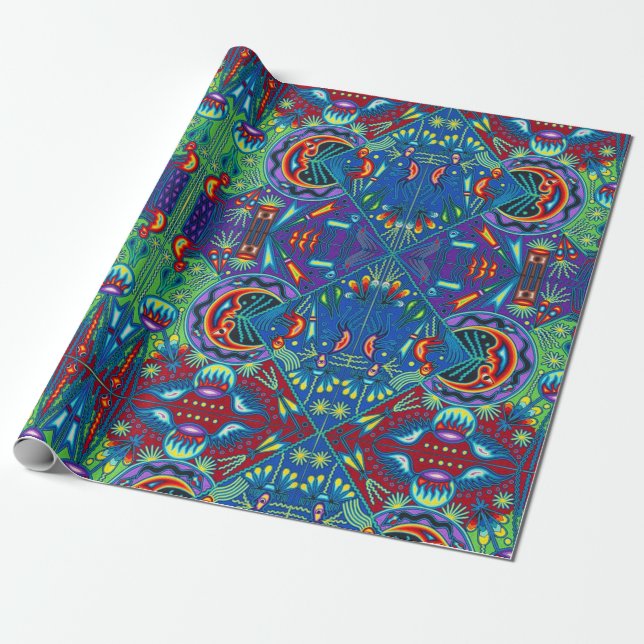 Kunst Oaxacas Mexiko mexikanische Stammes- Boho Geschenkpapier (Ungerollt)