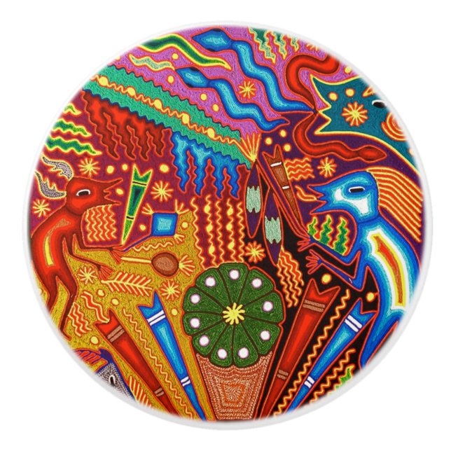 Kunst Oaxacas Mexiko mexikanische Stammes- Boho Keramikknauf (Vorderseite)