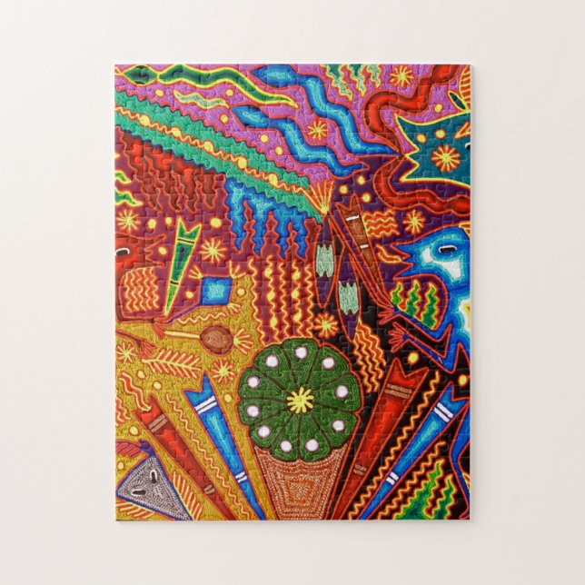 Kunst Oaxacas Mexiko mexikanische Stammes- Boho Puzzle (Vertikal)