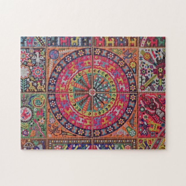 Kunst Oaxacas Mexiko mexikanische Stammes- Boho Puzzle (Horizontal)