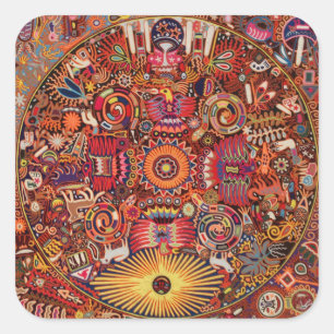 Kunst Oaxacas Mexiko mexikanische Stammes- Boho Quadratischer Aufkleber