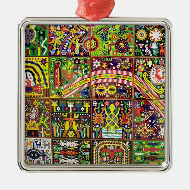 Kunst Oaxacas Mexiko mexikanische Stammes- Boho Silbernes Ornament (Vorne)