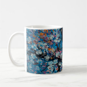 Kunst-Ölgemälde, Kirschblütenblume, abstrakt, Kaffeetasse