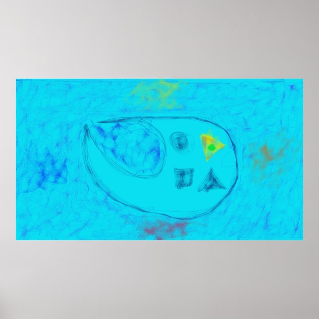 Kunst Potpourri  Aqua Blau Minmalistische Abstrakt Poster (Vorne)