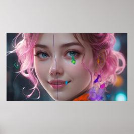 Kunst Potpourri Mädchenportrait Abstrakt Poster