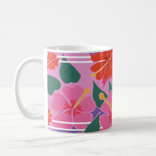 Kunst-Tasse: Hibiskus-Rosa Kaffeetasse (Links)