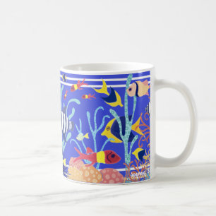 Kunst-Tasse: Kornische Fische. Blaues Seeaquarium Tasse