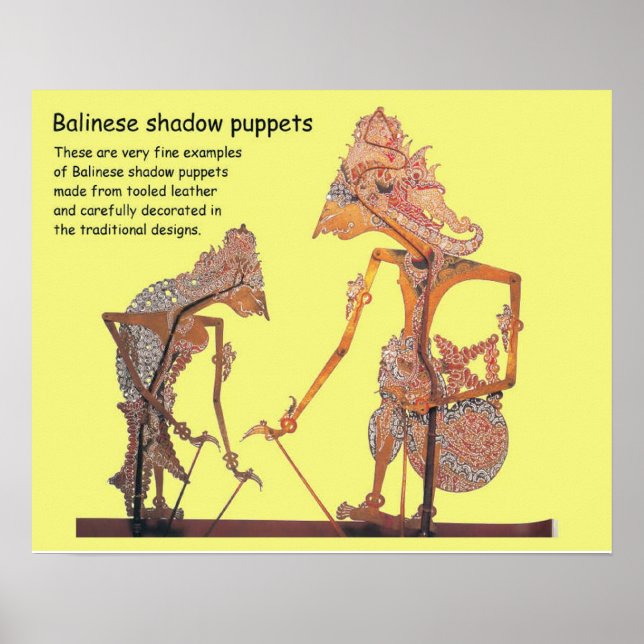 Kunst und Design, balinesische Schattenpuppen Poster (Vorne)