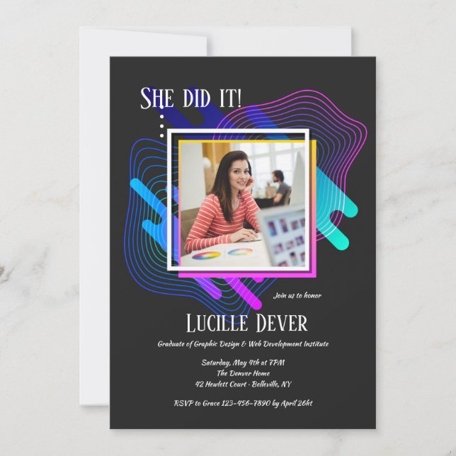 Kunst-und Entwurfs-Foto-Abschluss-Einladung Einladung (Vorderseite)