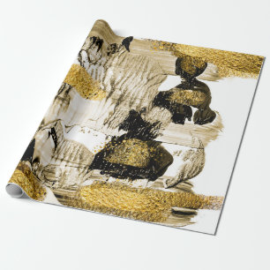 Kunst und Gold. Trendfarben mit goldener Farbe und Geschenkpapier