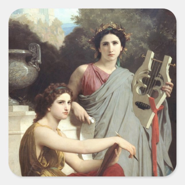 Kunst und Literatur Quadratischer Aufkleber (Vorderseite)