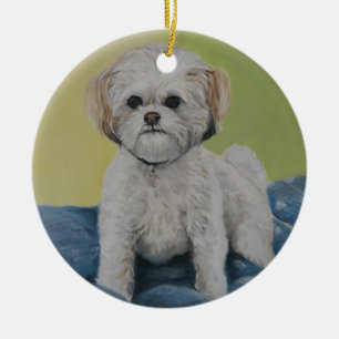 Kunst-Verzierung Baileys Bichon/shihtzu Keramikornament