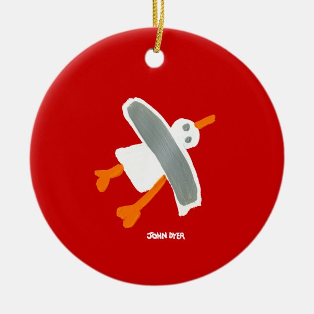 Kunst-Verzierung: John-Farbstoff-Seemöwe Keramik Ornament (Vorne)