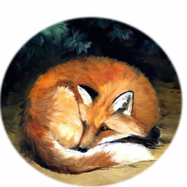 Kunst-Verzierung "schläfrigen Fox" Fotoskulptur Ornament (Vorne)